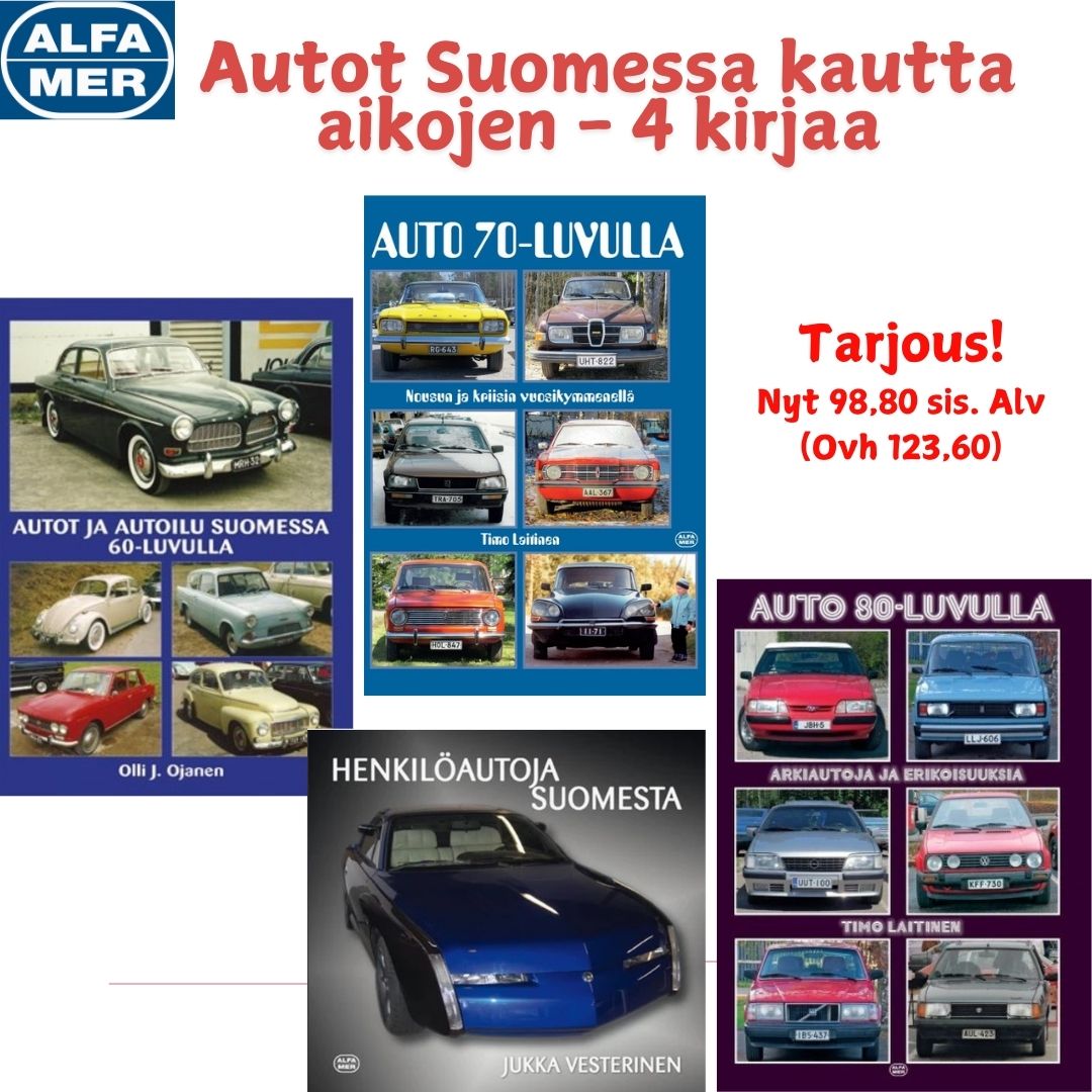 Autot Suomessa kautta aikojen - 4 autotietokirjaa