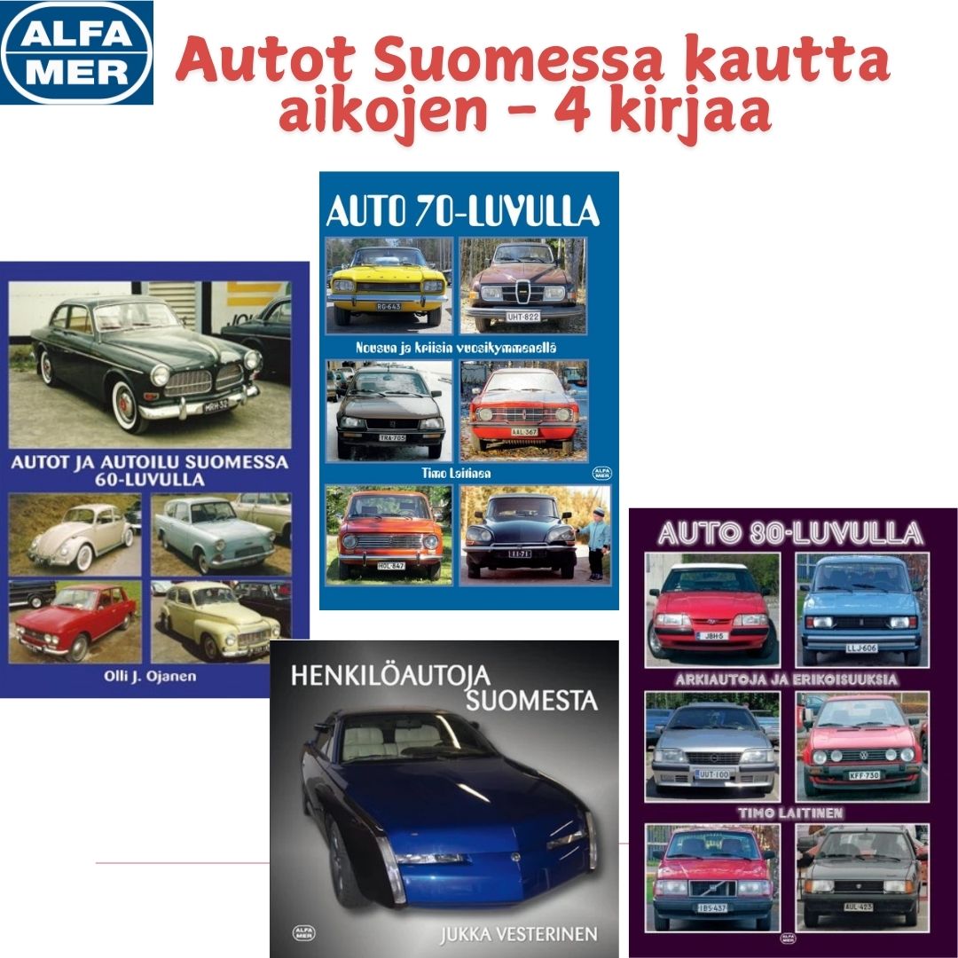 Autot Suomessa kautta aikojen - 4 autotietokirjaa