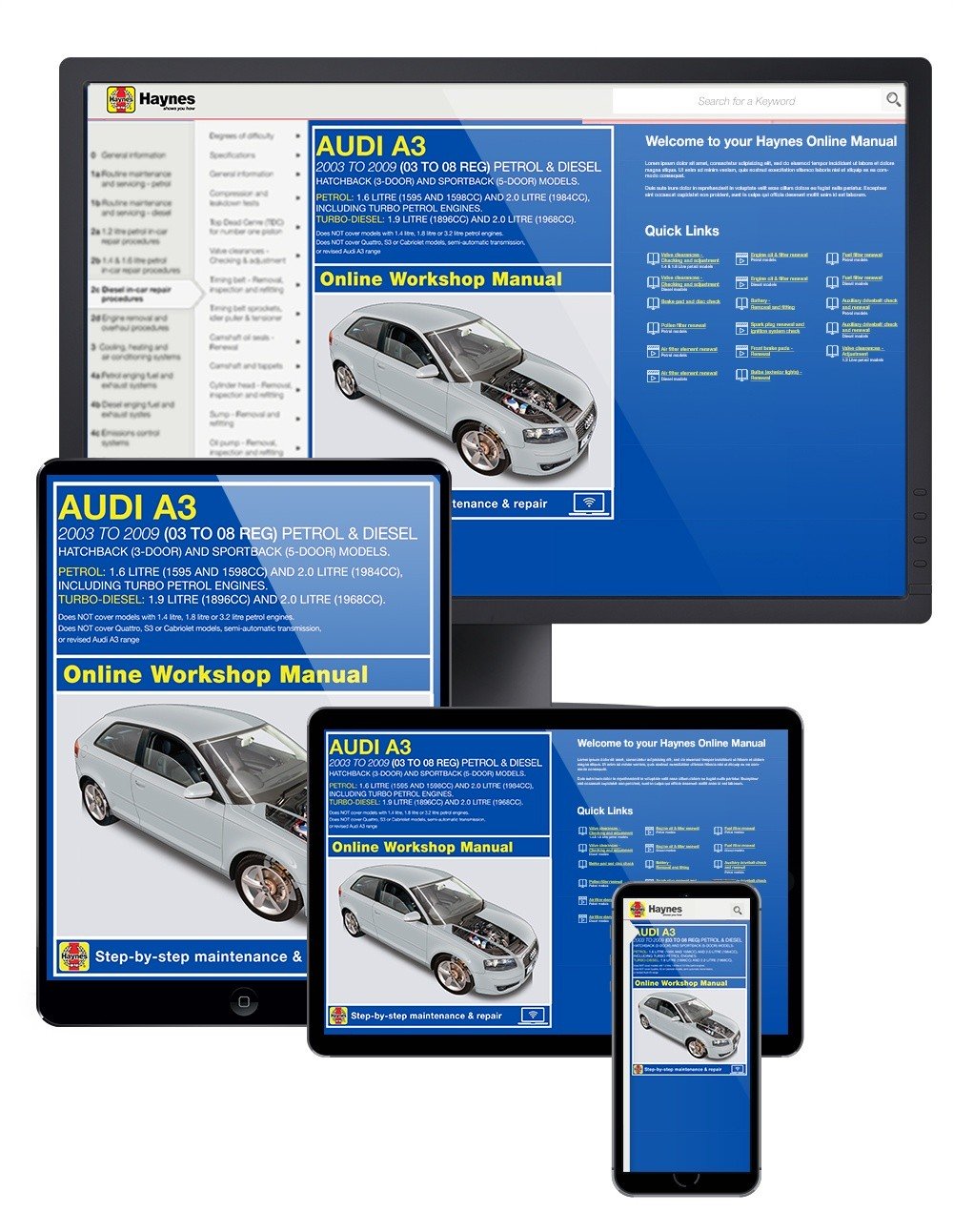 Audi A3 Petrol &amp; Diesel (Jun 2003-Mar 2008) Haynes Online Manual