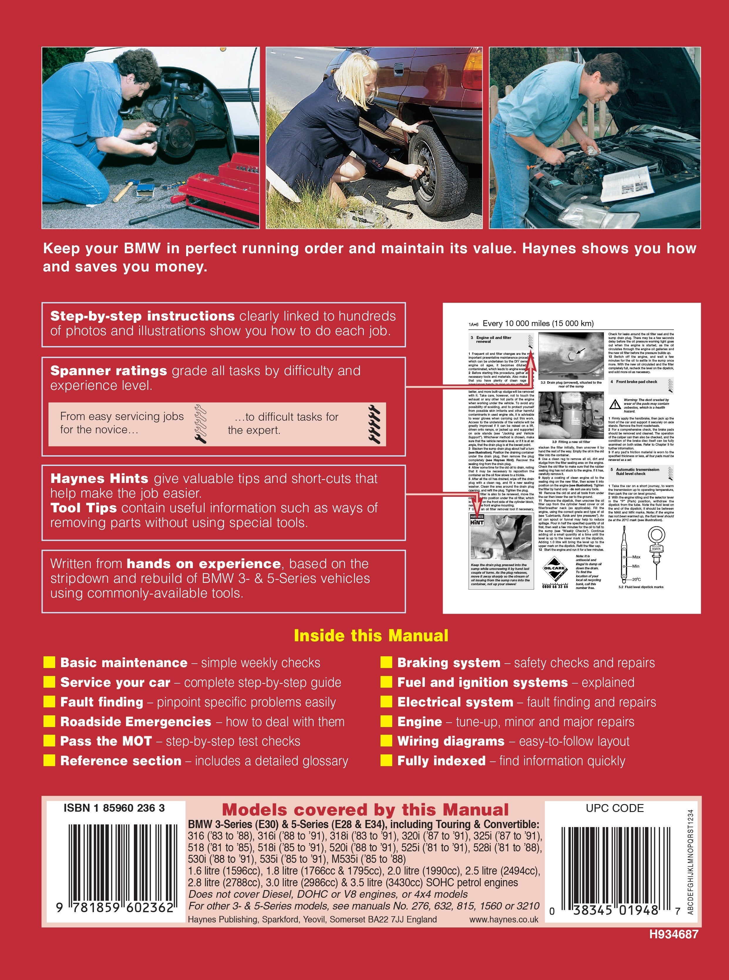 BMW 3- &amp; 5-Series Petrol (81 - 91) Haynes Repair Manual - Digital Edition