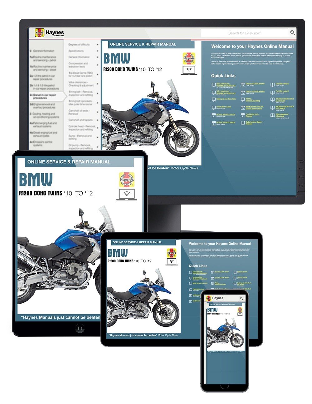 BMW R1200 dohc (2010-2012) Haynes Online Manual