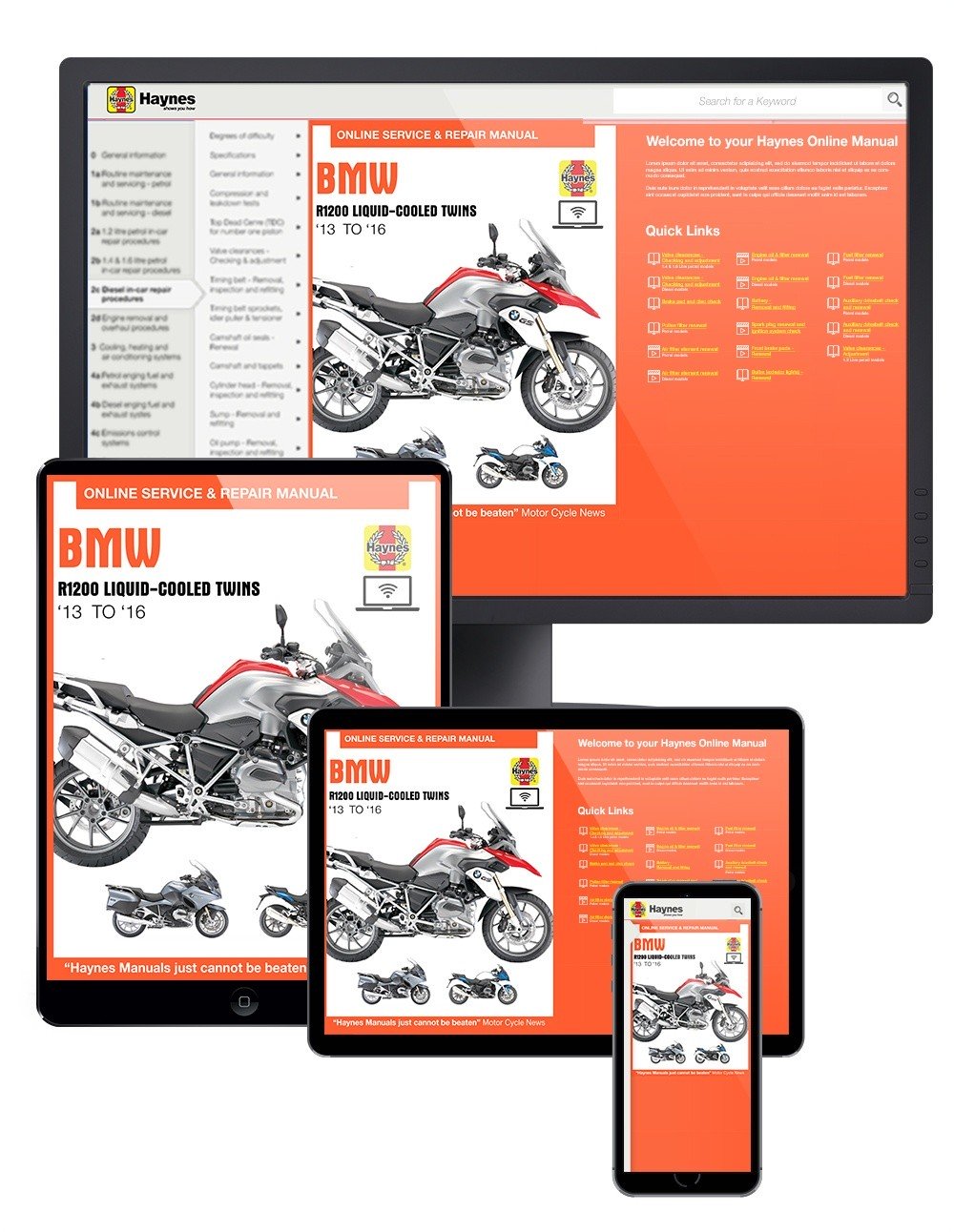 BMW R1200 Liquid-cooled Twins (2013-2016) Haynes Online Manual