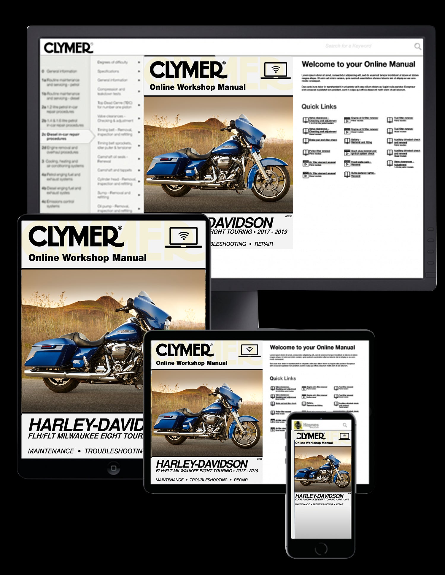 Clymer Harley-Davidson FLH/FLT Milwaukee Eight Touring 2017-2019 Online Repair Manual