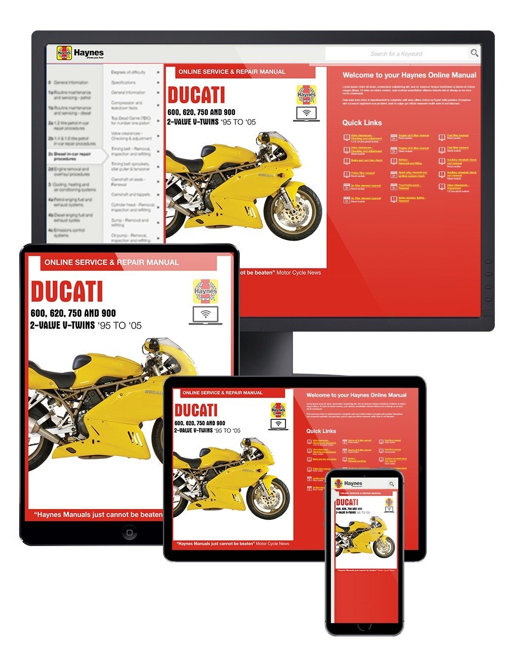 Ducati 600, 620, 750 and 900 2-valve V-Twins (1991-2005) Haynes Online Manual