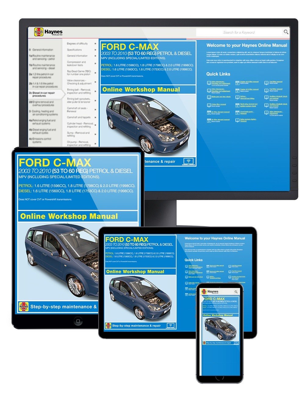 Ford C-Max Petrol &amp; Diesel (2003-2010) Haynes Online Manual