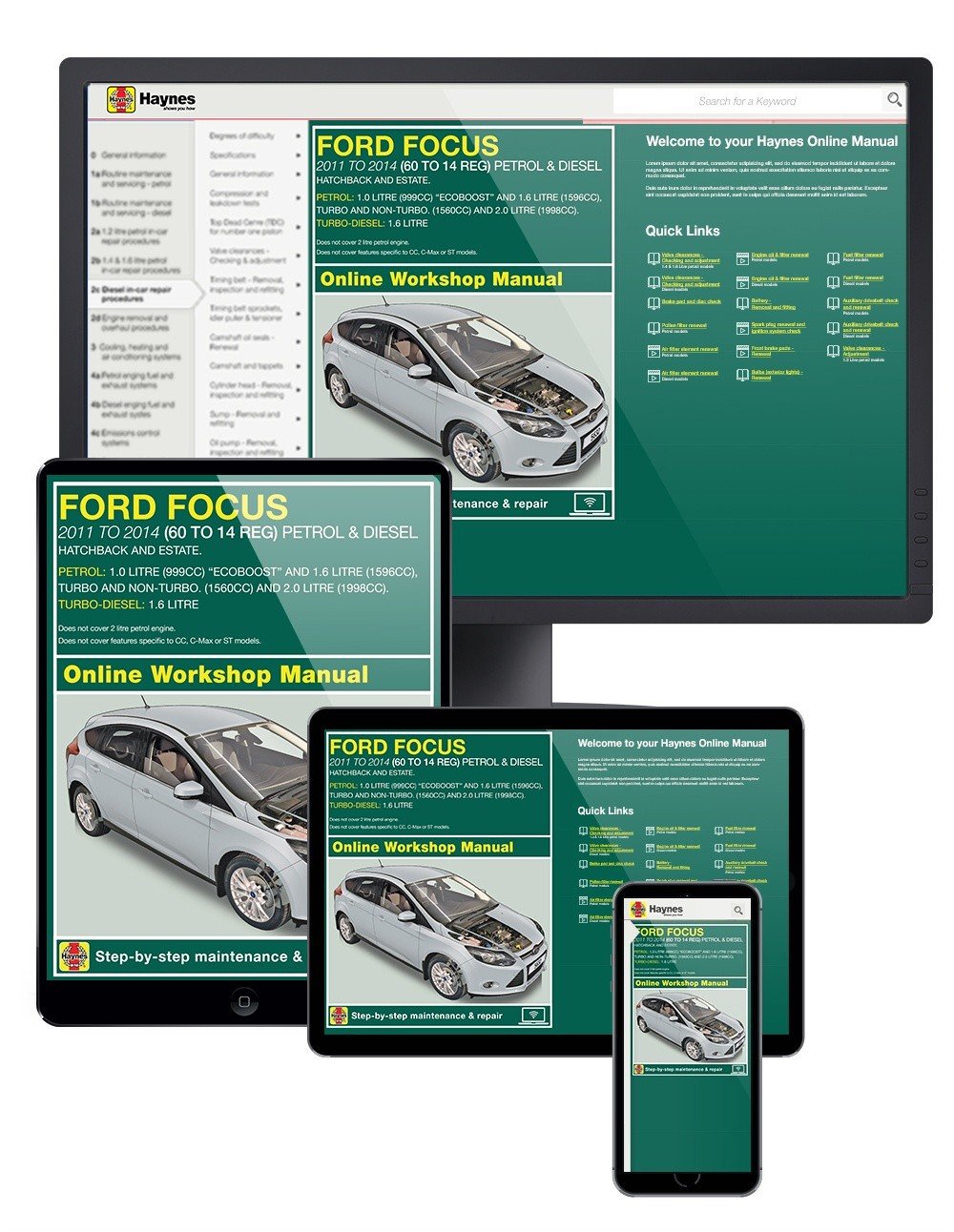 Ford Focus Petrol &amp; Diesel (2011-2014) Haynes Online Manual