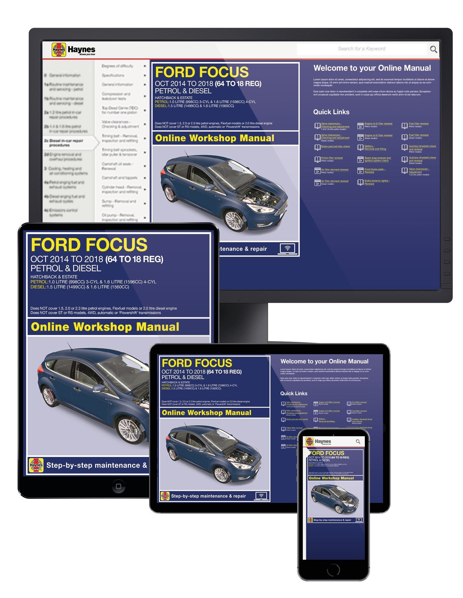 Ford Focus Petrol &amp; Diesel (Oct 14 - 18) Haynes Online Manual