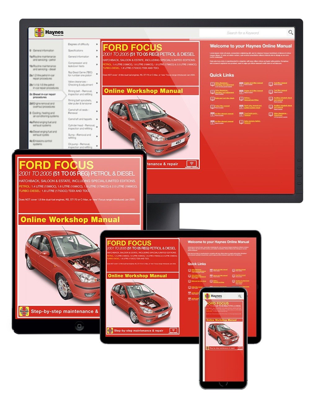 Ford Focus Petrol &amp; Diesel (Oct 2001-2005) Haynes Online Manual