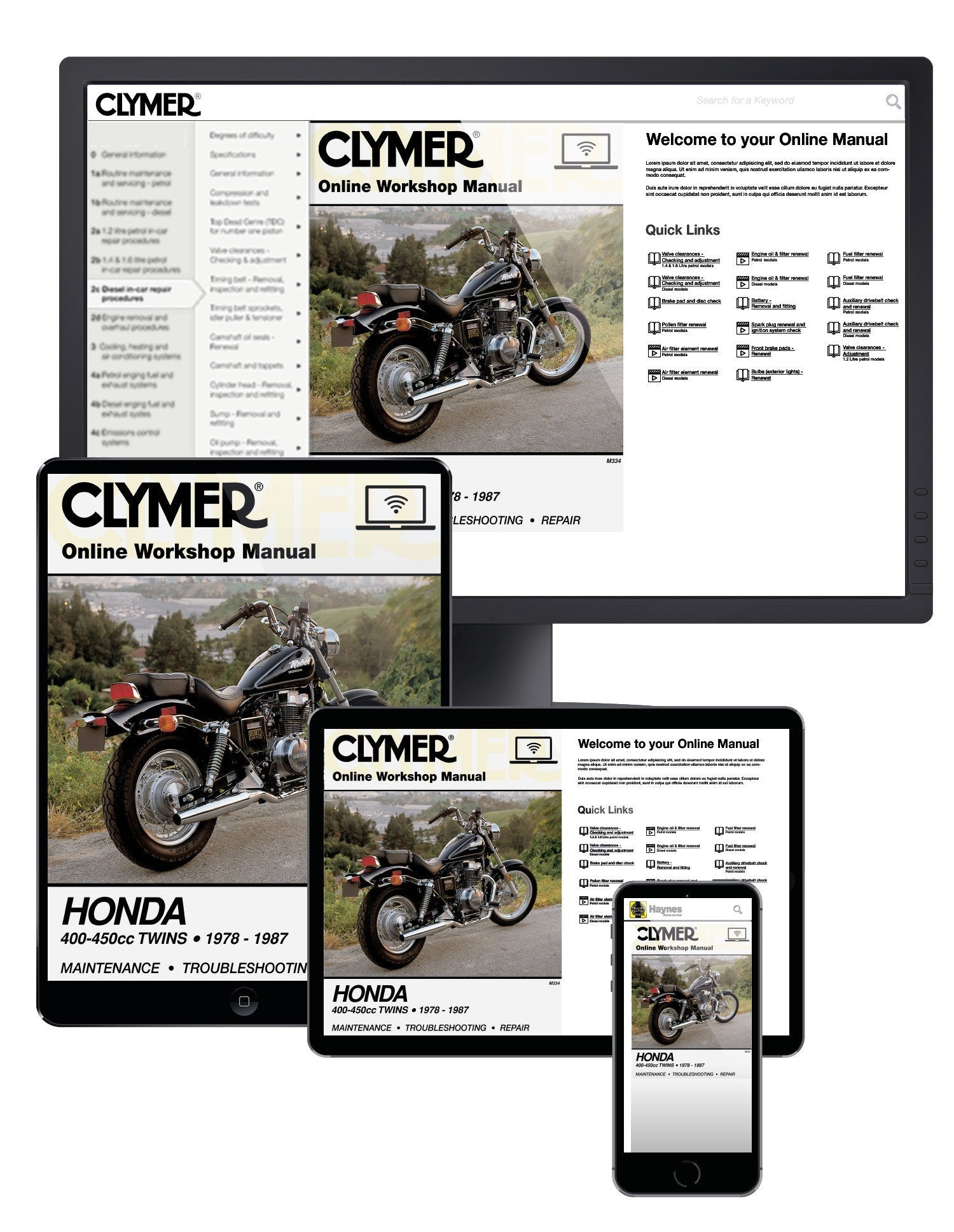 Honda CB/CM400-450 & CMX450 Motorcycles, 1978-1987 Clymer Online Manual