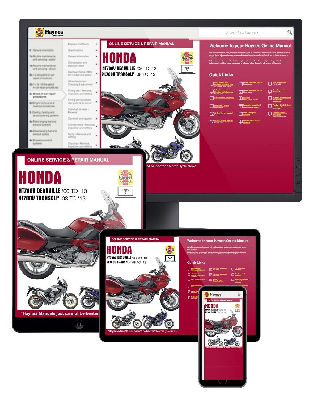 Honda NT700V Deauville &amp; XL700V Transalp (2006-2013) Haynes Online Manual