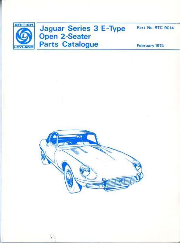 Jaguar Series 3 E-Type Open 2-Seater Parts Catalogue