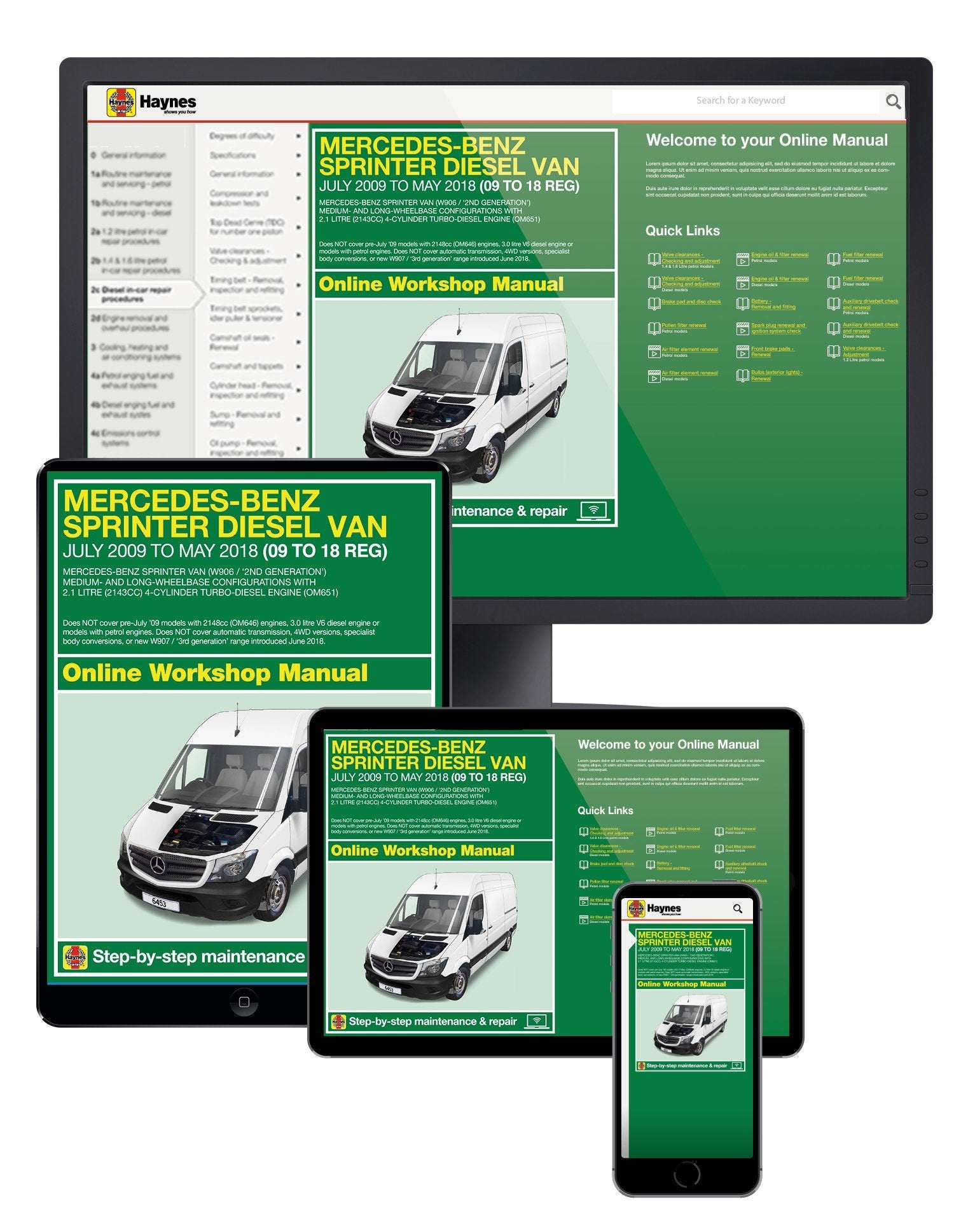 Mercedes-Benz Sprinter Diesel Van (July 09 to May 18) Haynes Online Manual