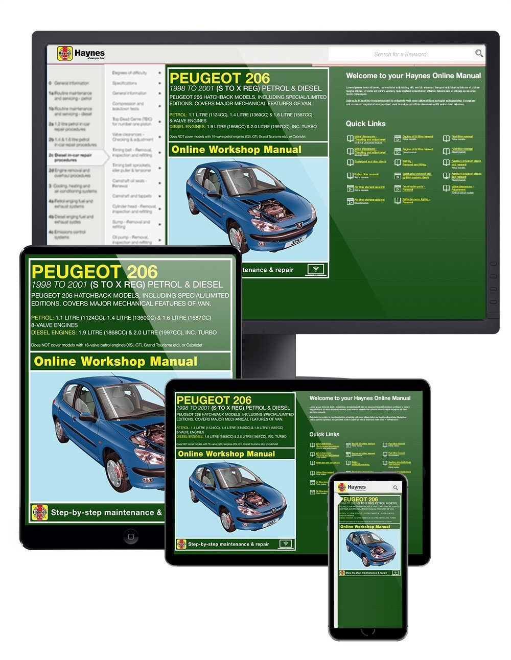 Peugeot 206 Petrol &amp; Diesel (1998-2001) Haynes Online Manual