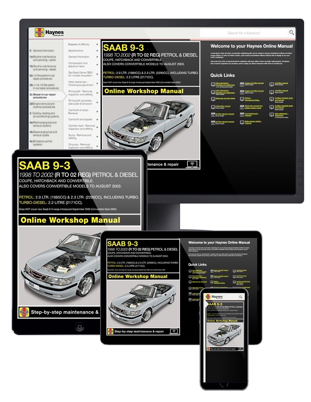 Saab 9-3 Petrol &amp; Diesel (1998-Aug 2002) Haynes Online Manual