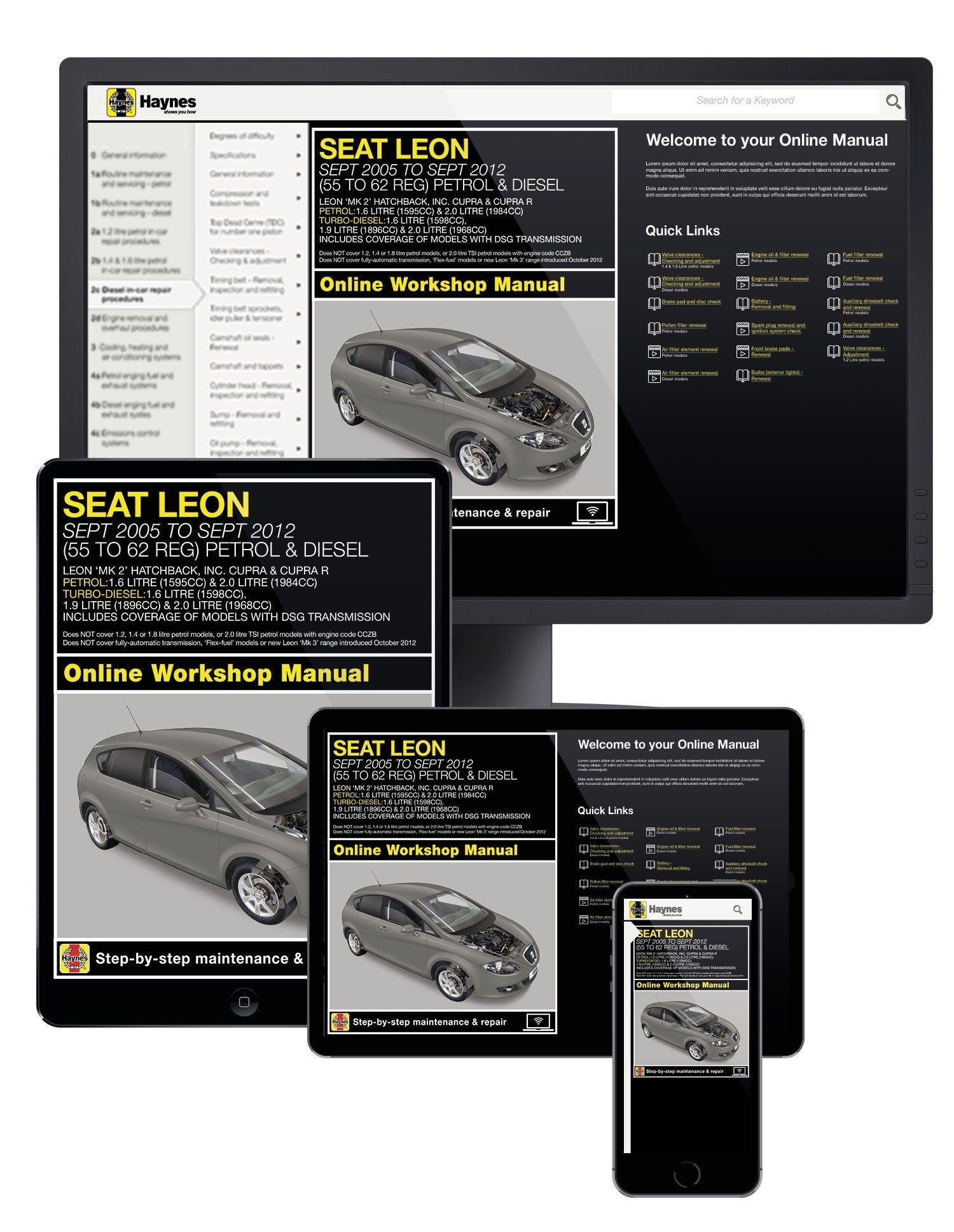 Seat Leon Petrol & Diesel (Sept 2005-Sept 2012) Haynes Online Manual