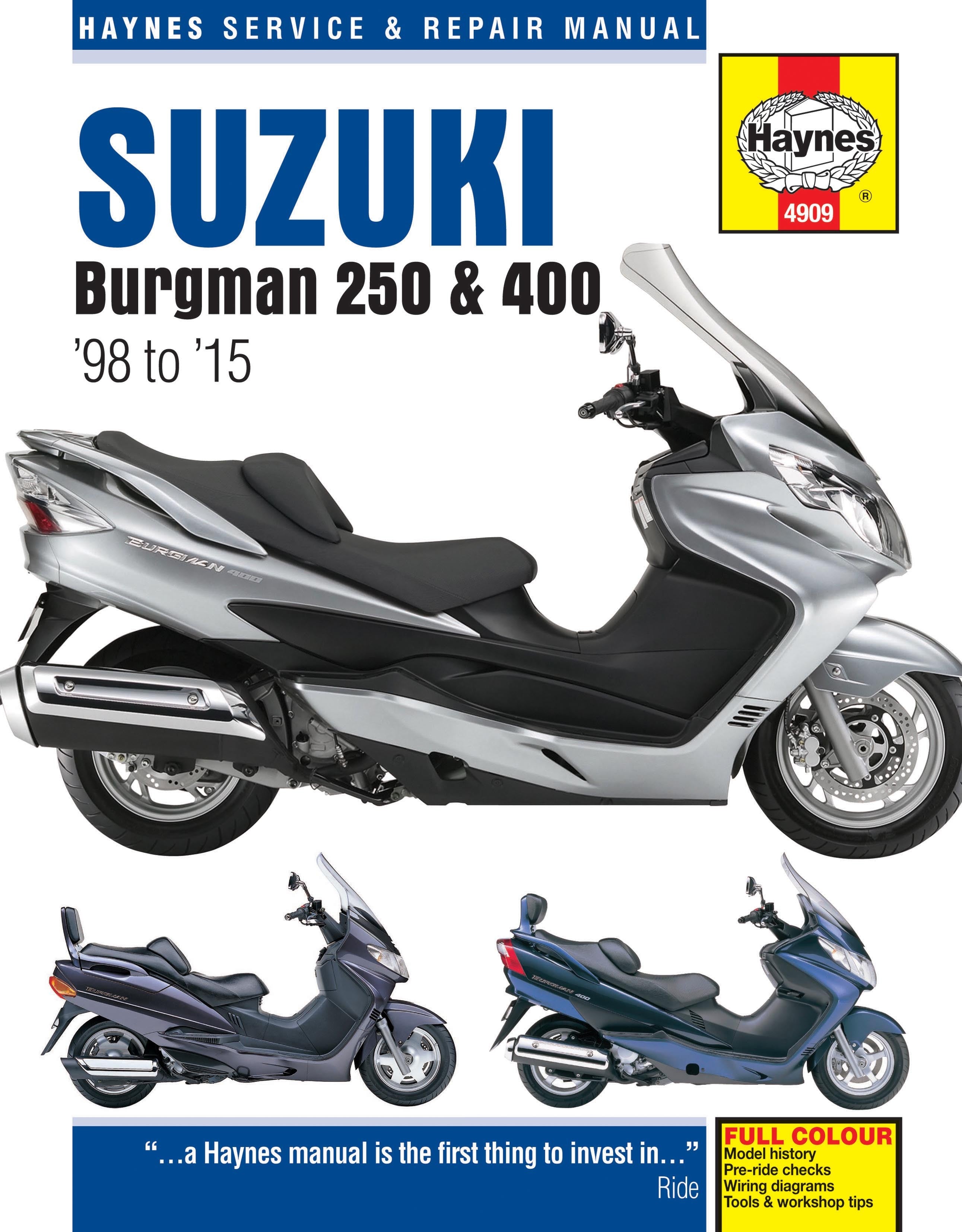 Suzuki Burgman 250 &amp; 400 Scooters 1998 - 2015