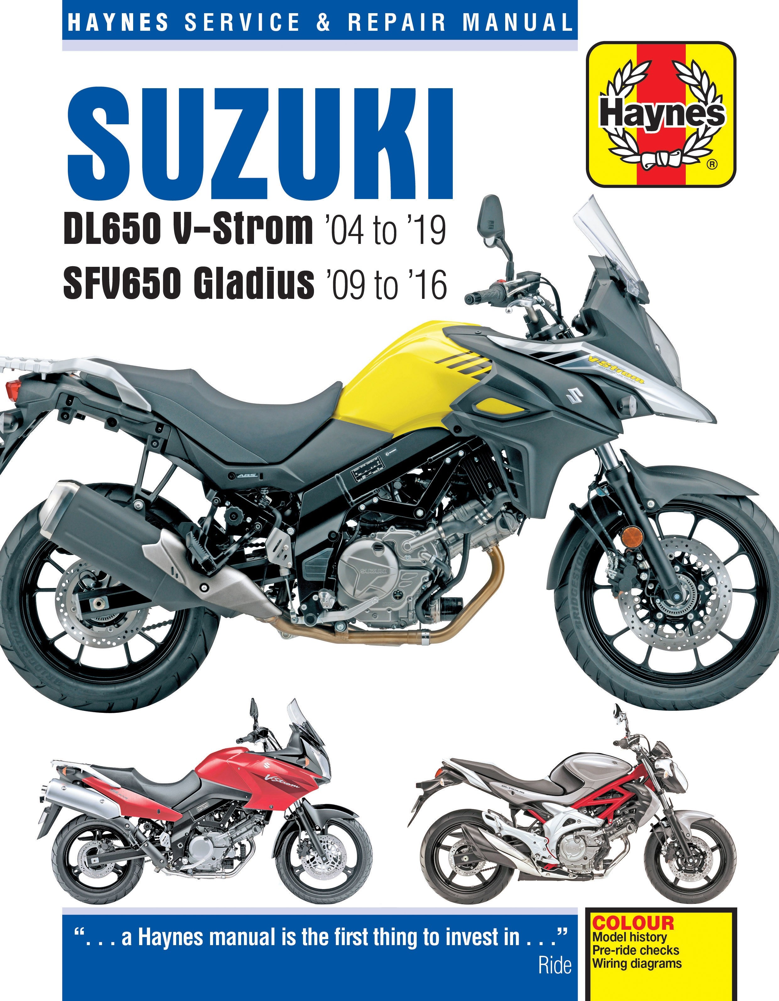 Suzuki DL650 V-Strom 2004 to 2019, SFV650 Gladius 2009 to 2016