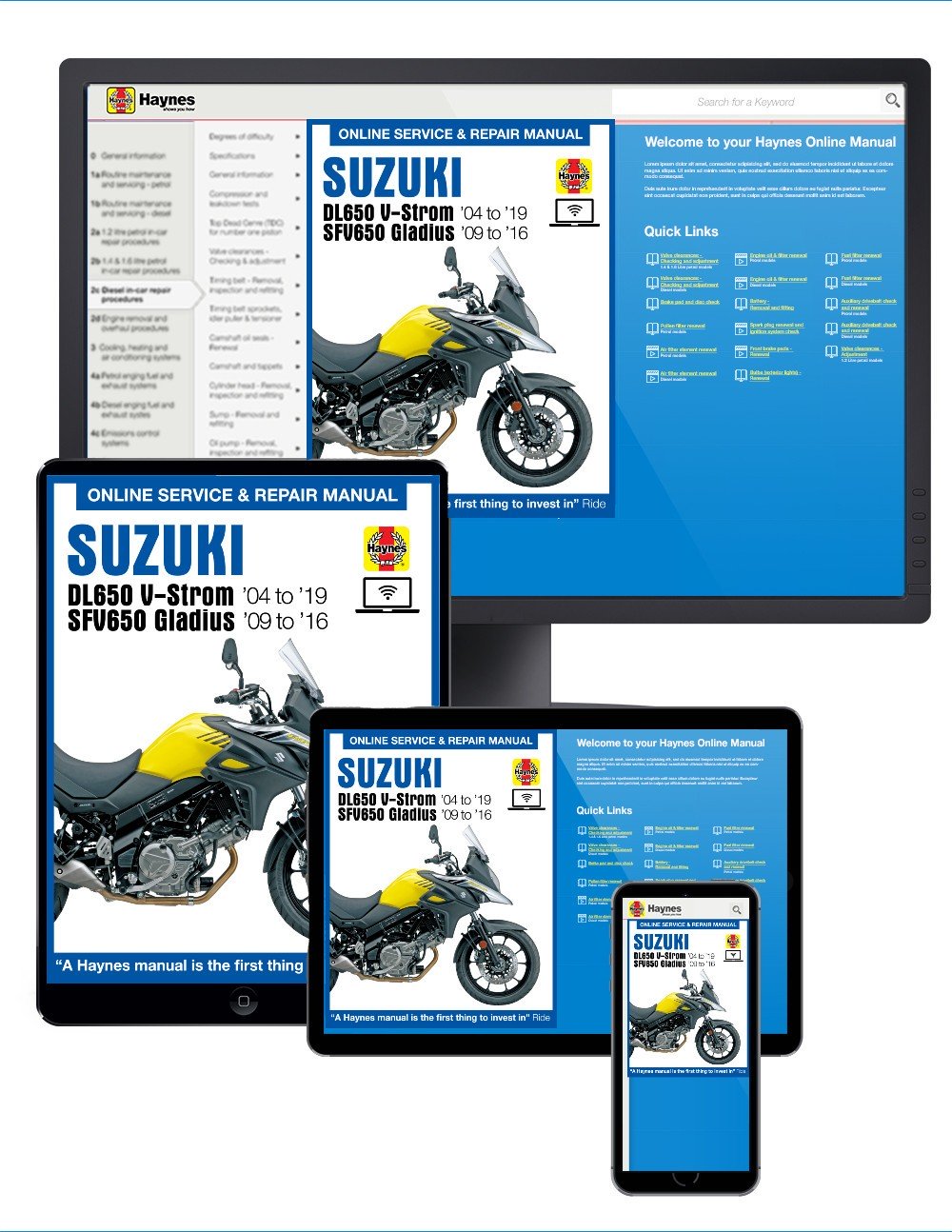 Suzuki DL650 V-Strom &amp; SFV650 Gladius (2004-2019) Haynes Online Manual