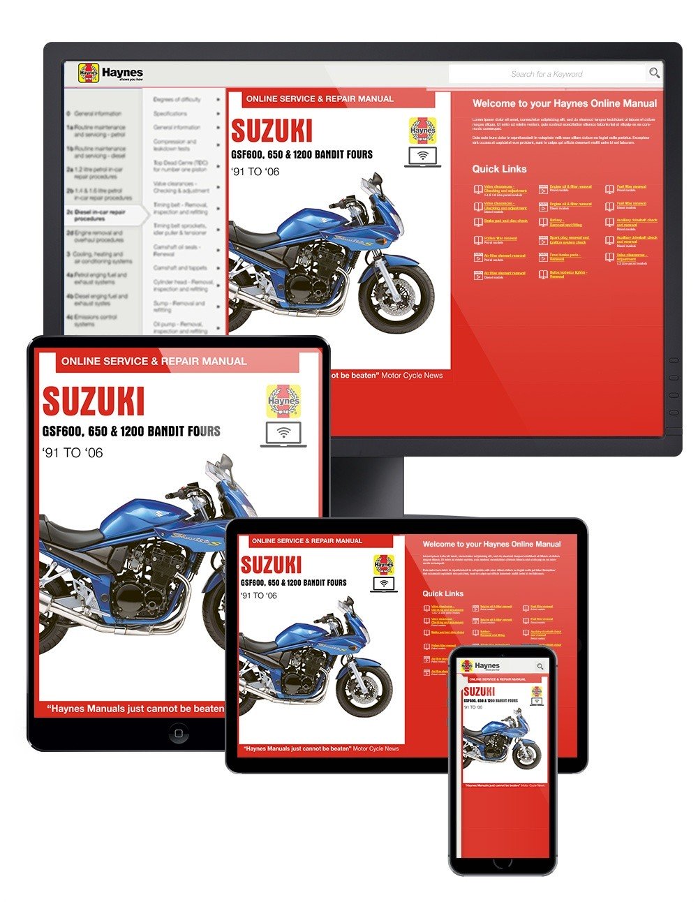 Suzuki GSF600, 650 & 1200 Bandit Fours (1995-2006) Haynes Online Manual