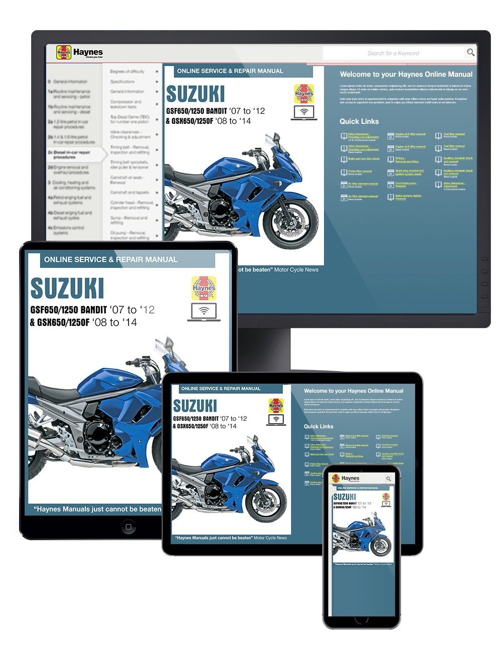 Suzuki GSF650/1250 Bandit &amp; GSX650/1250F (2007-2014) Haynes Online Manual