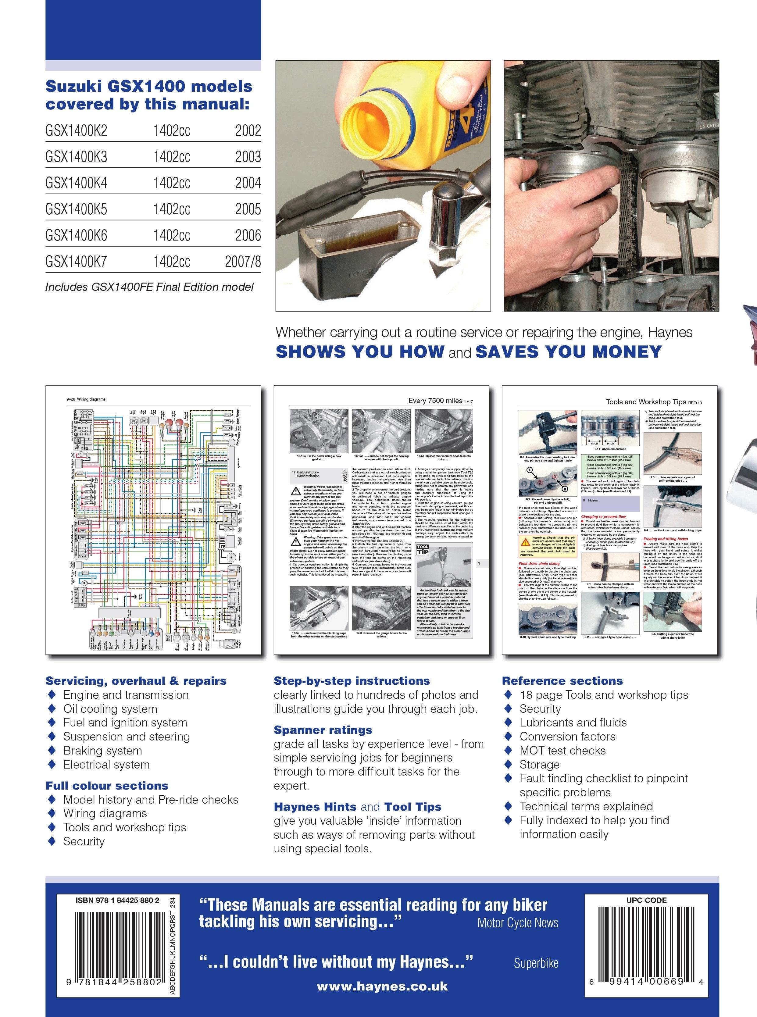 Suzuki GSX1400 (02 - 08) Haynes Repair Manual - Digital Edition