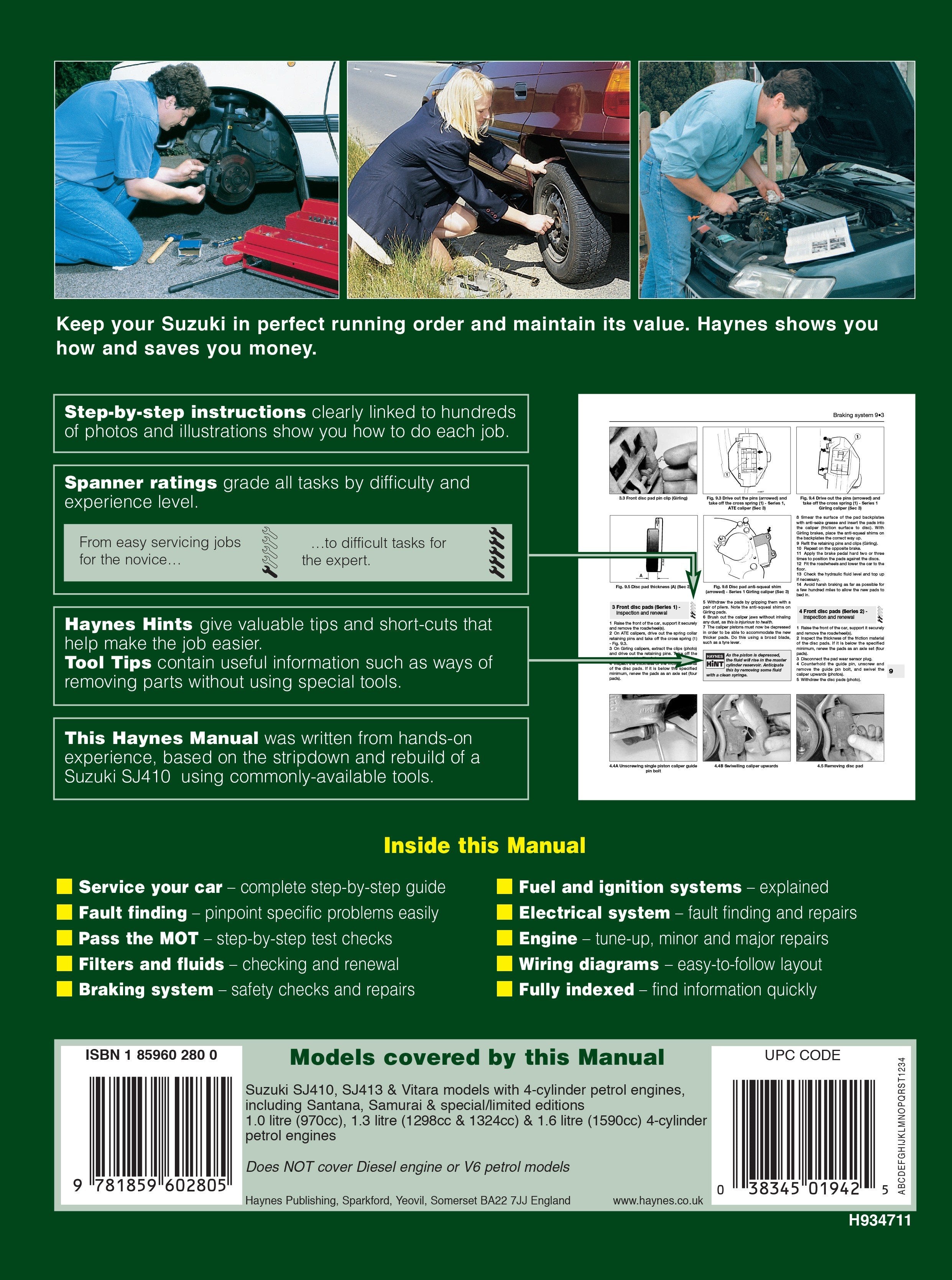 Suzuki SJ Series, Samurai &amp; Vitara (4-cyl) Petrol (82 - 97) Haynes Repair Manual - Digital Edition