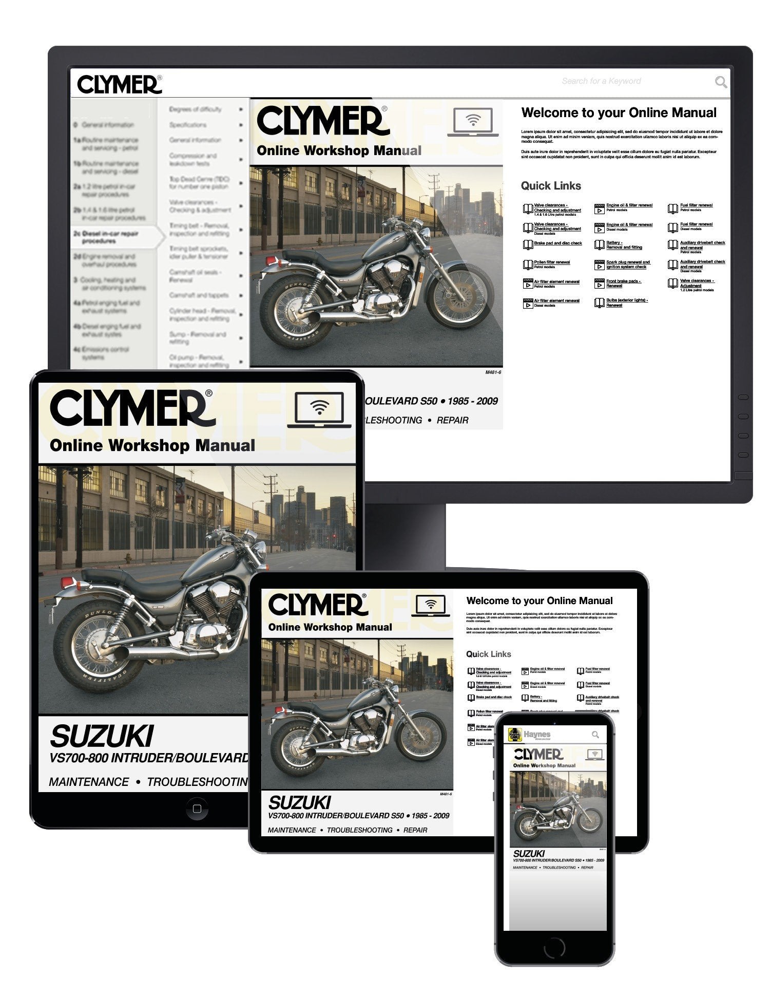 Suzuki VS700-800 Intruder/Boulevard S50 Motorcycle (1985-2009) Clymer Online Manual