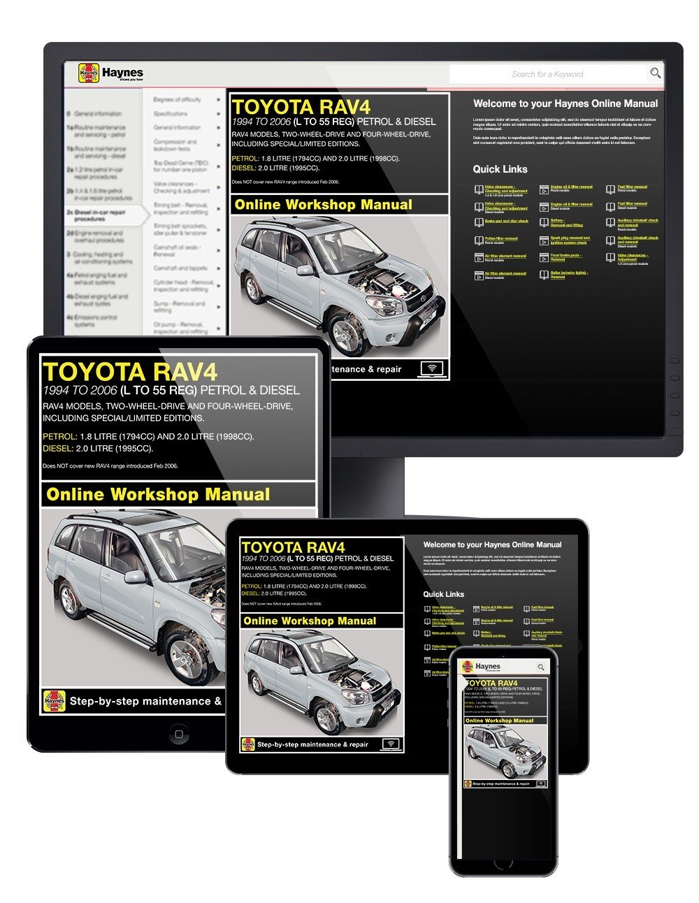 Toyota RAV4 Petrol &amp; Diesel (1994-Jan 2006) Haynes Online Manual