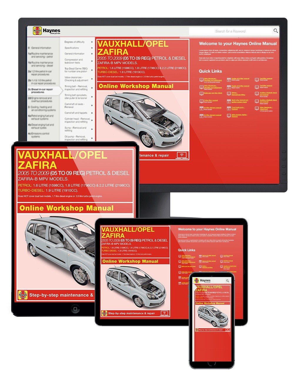 Vauxhall/Opel Zafira Petrol &amp; Diesel (2005-2009) Haynes Online Manual