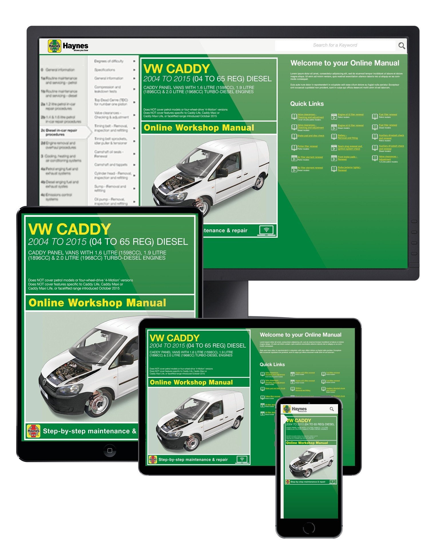 VW Caddy Diesel (Mar 2004-Sept 2015) Haynes Online Manual