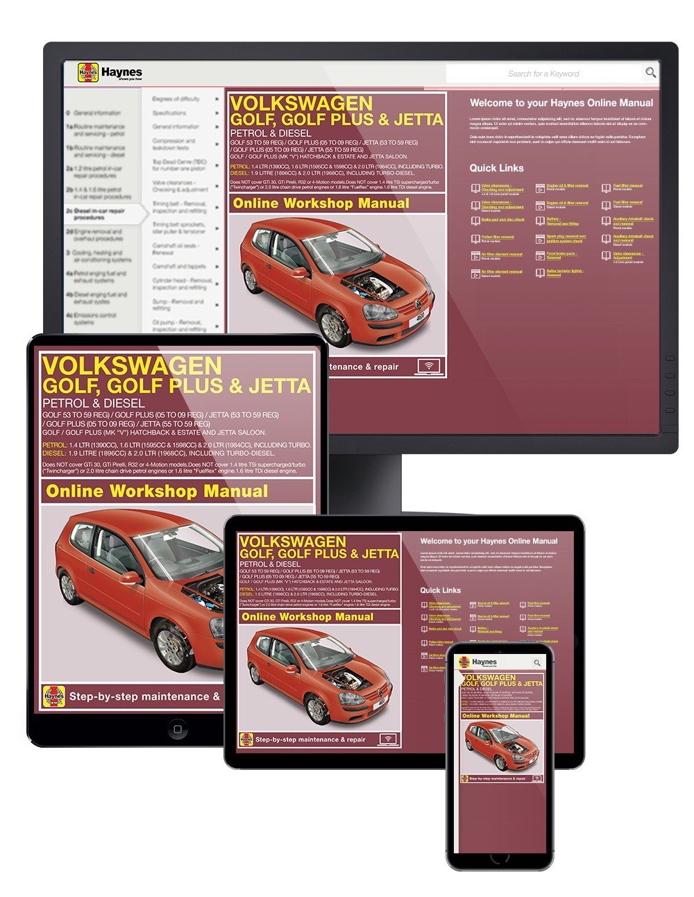 VW Golf (2004-Sept 2008), Golf Plus (2005-Mar 2009) and Jetta (2006-2009) Haynes Online Manual