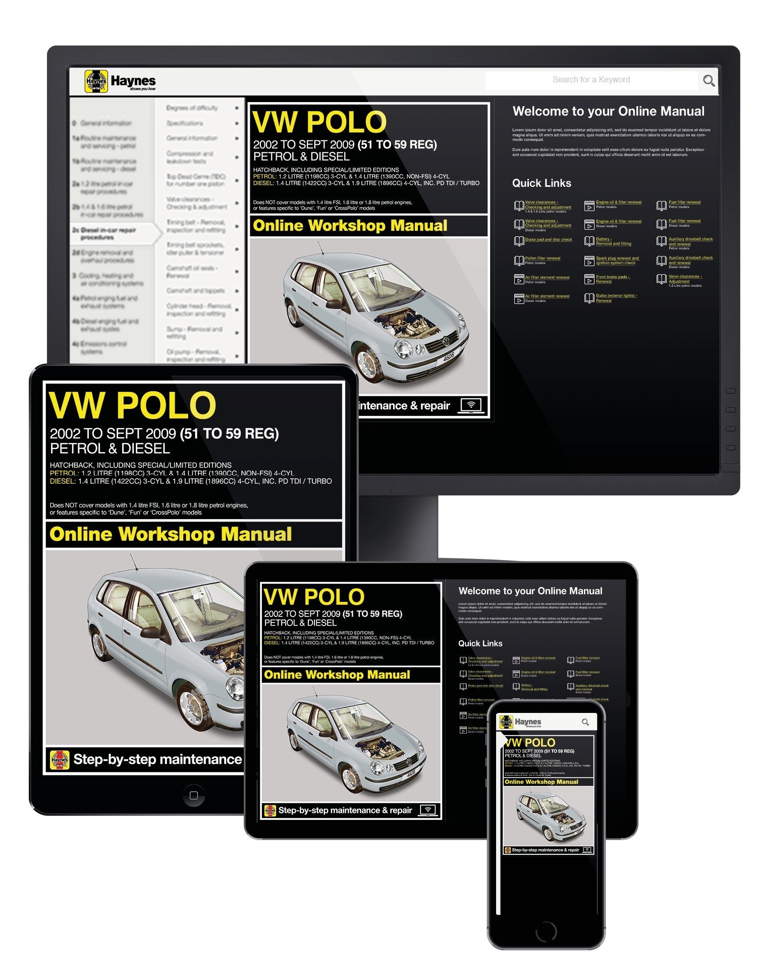 VW Polo Petrol & Diesel (2002-Sept 2009) Haynes Online Manual