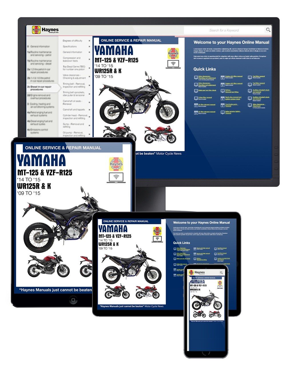 Yamaha MT/YZF-R125 (2014-2015) & WR125 (2009-2015) Haynes Online Manual