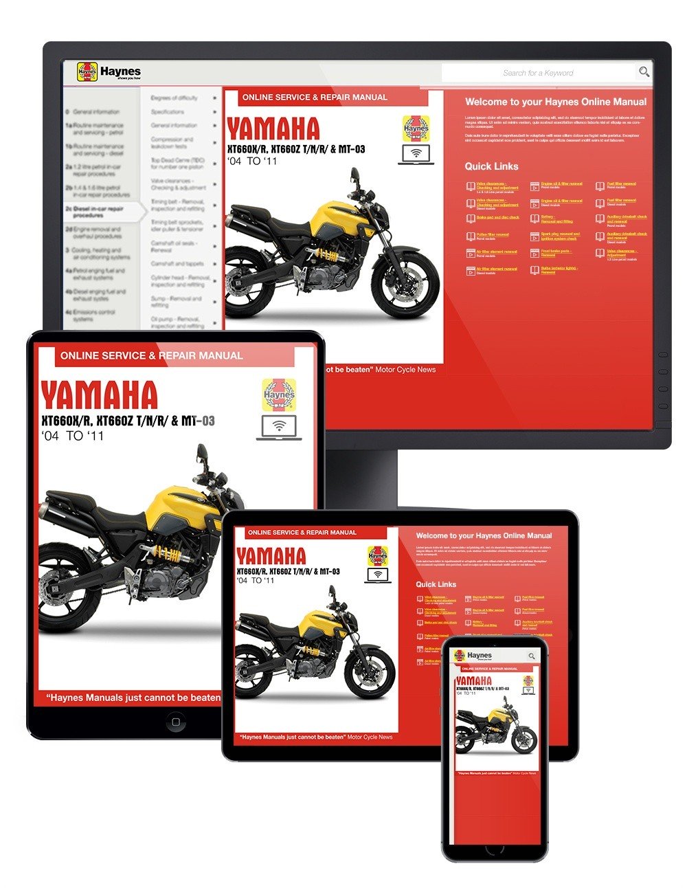 Yamaha XT660 & MT-03 (2004-2011) Haynes Online Manual